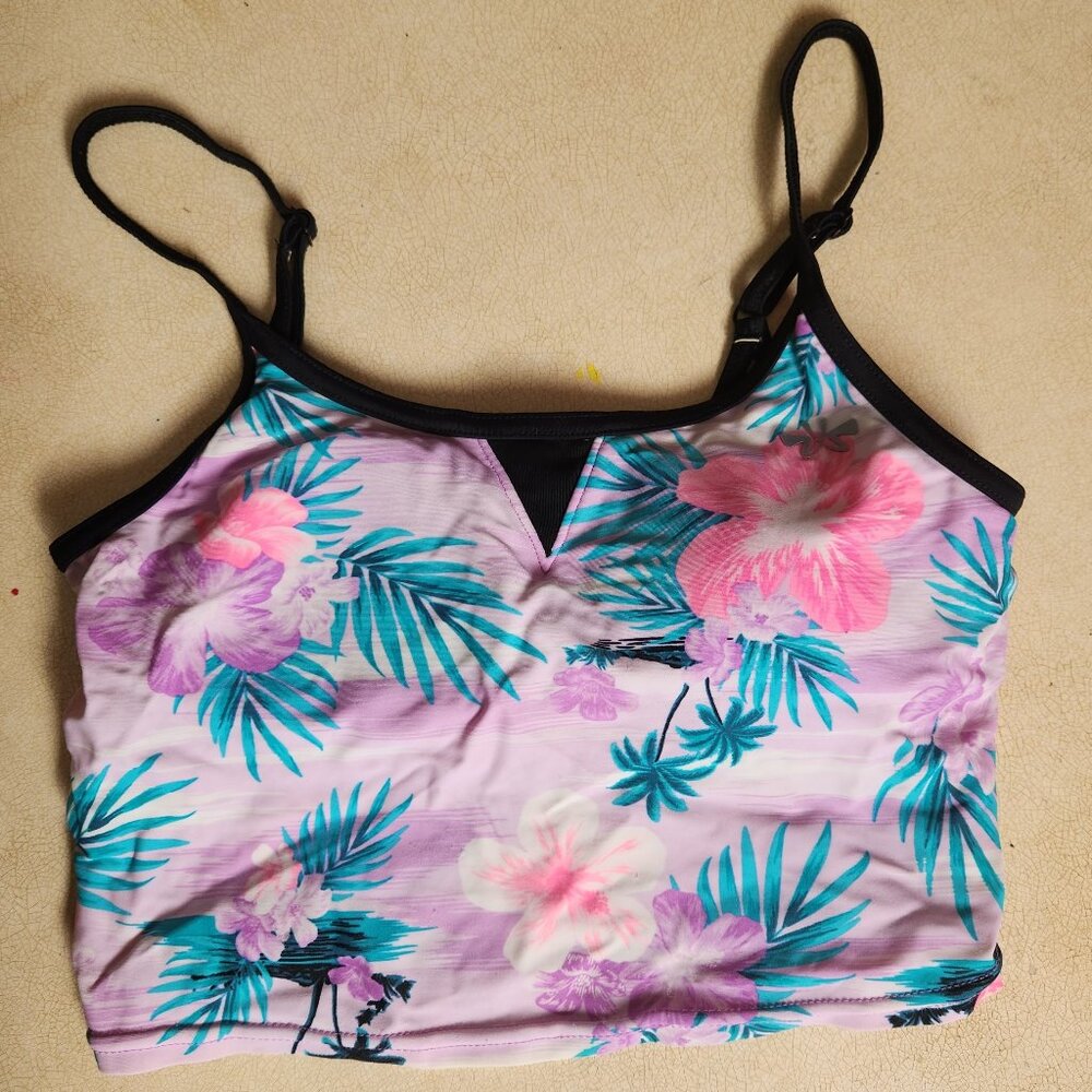 Juniors' ZX Sport Tropical Cropkini Swim Top